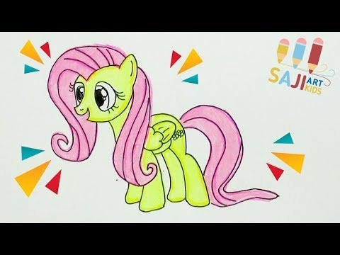 วาดรูประบายสีไม้สวยๆ : วาดรูปโพนี่ ฟลัตเตอร์ชาย : how to draw my little pony fluttershy step by step