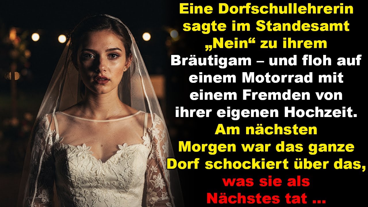 Lehrerin flieht im Hochzeitskleid – steigt zu einem Fremden aufs Motorrad… niemand wusste warum.