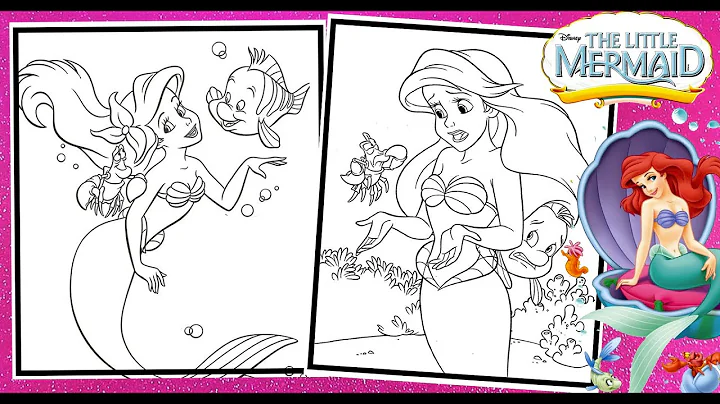 ARIEL AND FRIENDS Coloring Page The Little Mermaid Ariel with Sebastian & Flounder Coloring Book