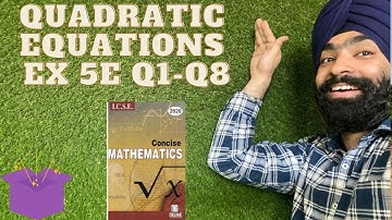 SELINA CLASS 10 ICSE CH 5 QUADRATIC EQUATIONS EX 5E {Q1-Q8}