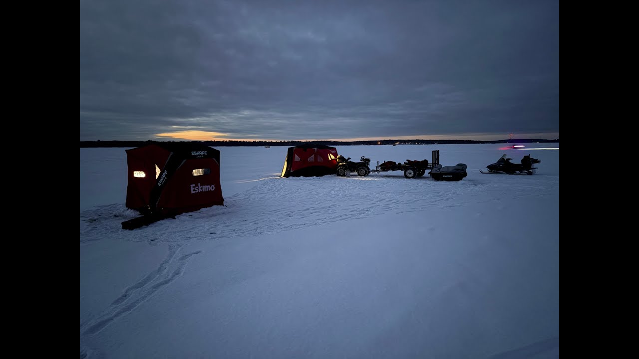 Leech Lake Ice Camping. 24 Hours on the Ice!!!