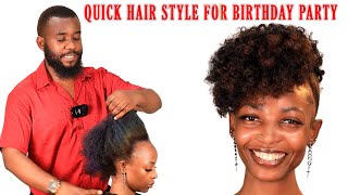 How To Sleek 4c Natural Hair On Small Head || Her Birthday Hairstyle Tutorial.