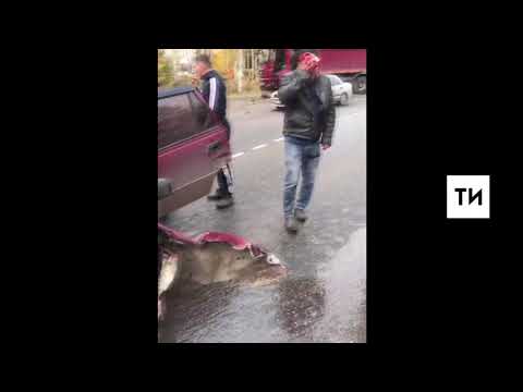 Иномарка превратилась в груду искореженного металла после столкновения с «КАМАЗом» под Казанью