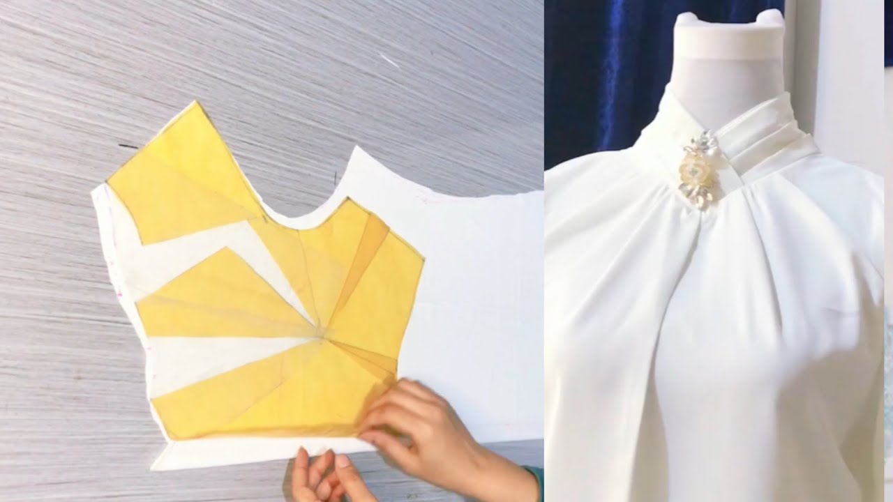 خياطة قميص  هاينك مع كسرات 👚 Sewing a shirt with a high neck and folds