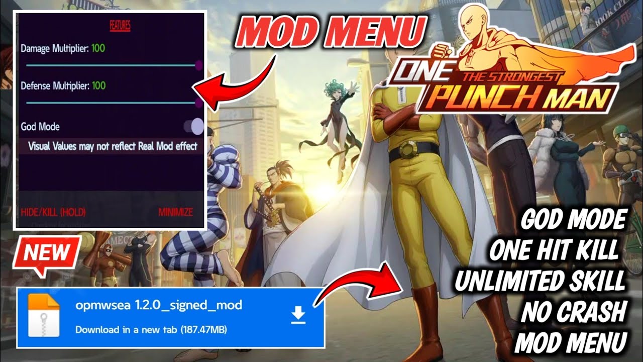 OPM SEA MOD APK | ONE PUNCH MAN SEA MOD APK | GOD MODE, ONE HILL KILL 