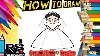 HOW TO DRAW Girl in wedding dress drawing easy|