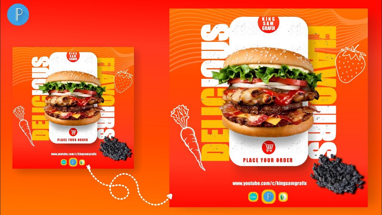 fast food poster design |pixellab tutorial [King Sam Grafix] - YouTube