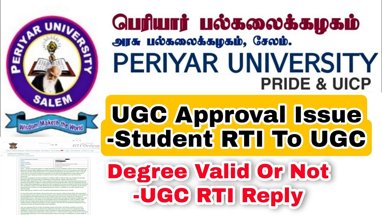 Periyar University Distance UGC ApprovalPublic NoticeStudent RTIUGC
