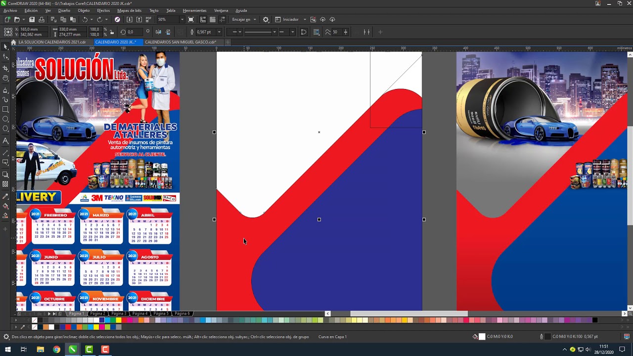 DISEÑO de Calendario 2021 para Impresión Herramientas Corte y Soldar CorelDRAW 2020 JuanKING