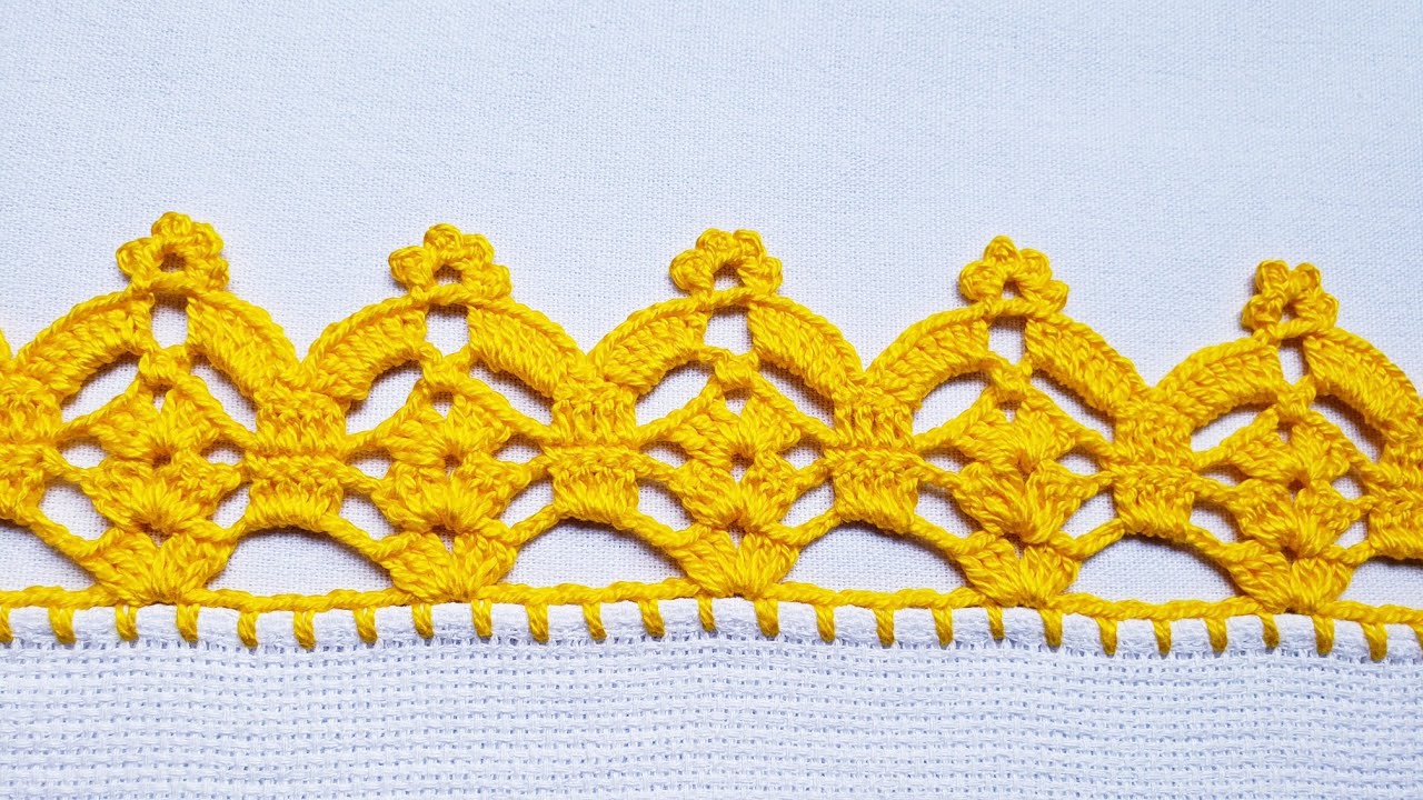 Barrado/bico para pano de prato #croche #crochet #barradinhodecroche 🌼 #658