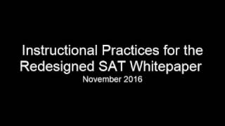 Instructional Practices for the Redesigned SAT