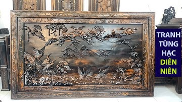 Giới Thiệu Tranh Tùng Hạc Diên Niên Gỗ Mun Lào