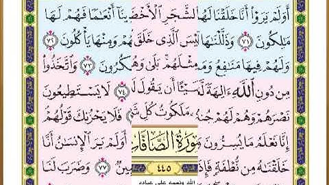 الصفحة ( 445 ) من القرآن الكريم سورة يس _ مصحف التقسيم الموضوعي _