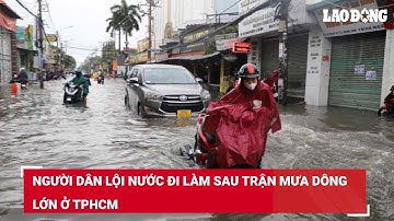 Người dân lội nước đi làm sau trận mưa dông lớn ở TPHCM | Báo Lao Động