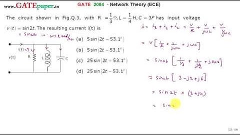 GATE 2004 ECE Resulting current i(t) in series RLC circuit if input voltage is sin2t