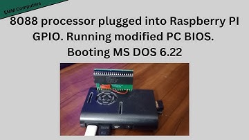 8088 processor plugged into Raspberry PI GPIO. Running modified PC BIOS. Booting MS DOS 6.22