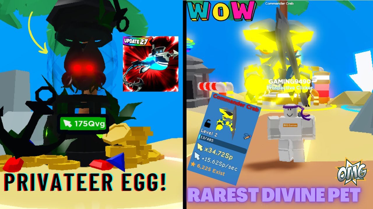 I GOT THE RAREST Commander Crab New Divine Pet In Clicker Simulator New