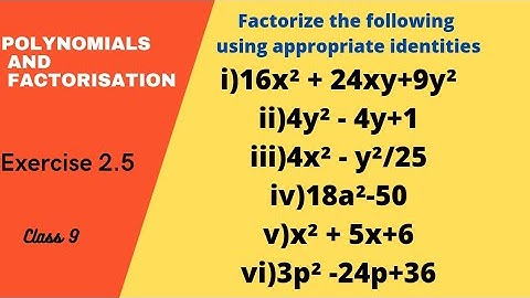 Polynomials and Factorisation/exercise 2.5 3.Factorize the following using appropriate identities