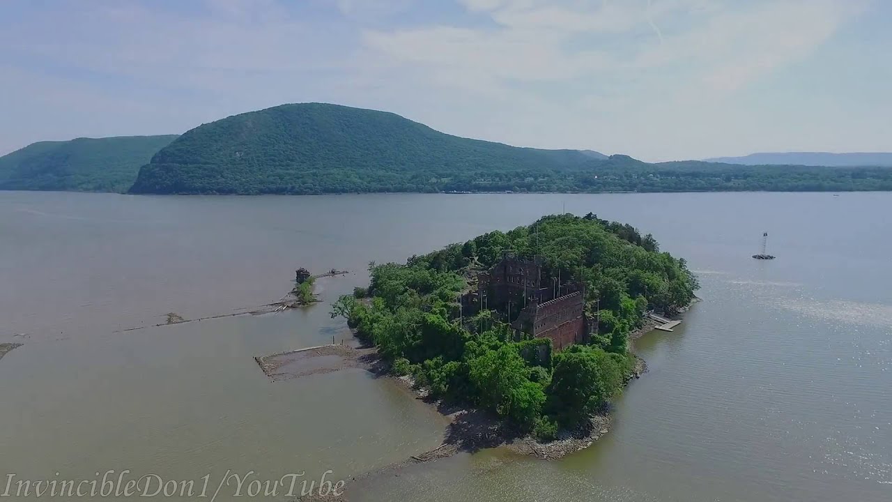 Drone View Of Bannerman Scottish Castle In The Hudson River Part 1