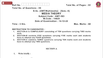BSC 5TH SEM MEDIA THEORY DEC 2022 | PTU