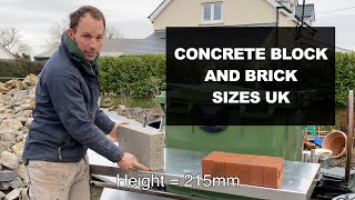 Concrete block and brick sizes UK