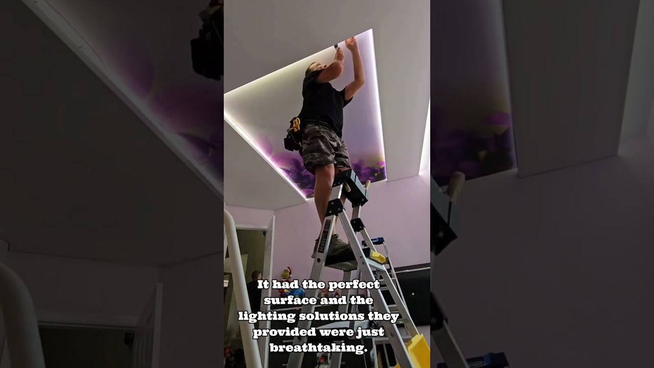 Stretch ceiling installation process/ Натяжной потолок с фотопечатью в США, Флорида