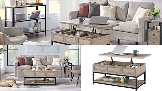 Yaheetech Lift Top Coffee Table With Hidden Compartments & Open Shelf, Tabletop Check Description