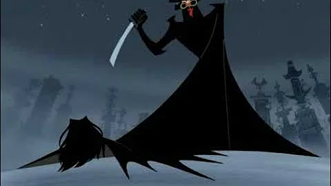 Aku shocked that he can`t stab Samurai Jack with his own Sword and gets an ass wooping from Jack