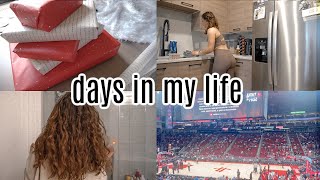 vlog: wrapping presents, curly hair routine, doing things I enjoy, cleaning, + rockets game!