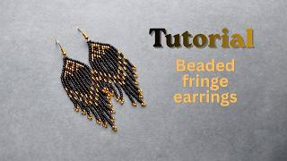 Seed bead earrings tutorial for beginners, brick stitch beading and bead fringes making step by step