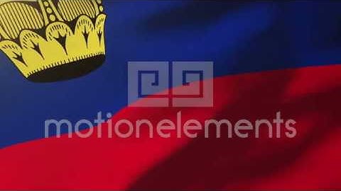 Liechtenstein Flag Waving In The Wind. Looping Sun Rises Style. Animation Loop Stock Animation