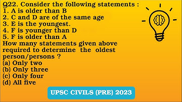 Q22(2023). Consider the following statements :1. A is older than B 2. C and D are of the same age ..