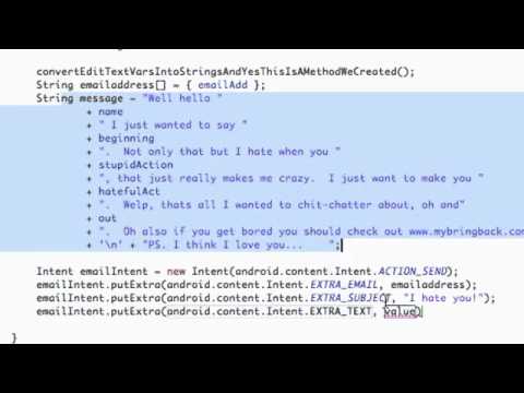 Android Application Development Tutorial   37   PutExtra method for an Email Intent   YouTube