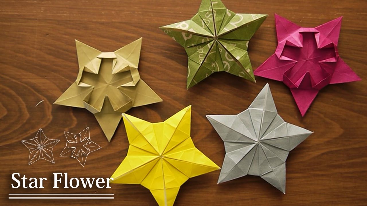 折り紙１枚の星 Flower Origami Tutorial 星の花 Youtube