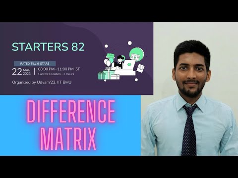 Codechef Starters 82 solution l Difference Matrix l Hindi explanation