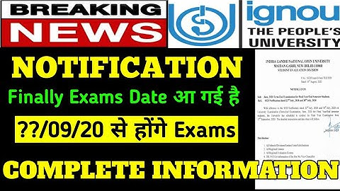 [BREAKING NEWS] IGNOU NOTIFICATION for SEPT 2020 EXAMS info By Study Zone