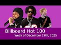 Billboard Hot 100 Top Songs of Dec 27, 2025 🎶