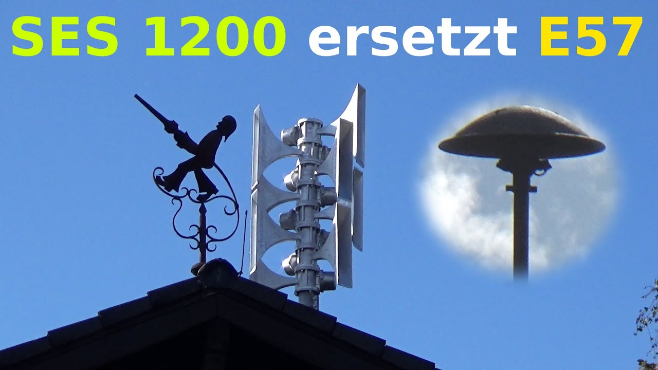 Sirene SES 1200 in ungewöhnlicher Ausrichtung - Probealarm Rheinbach