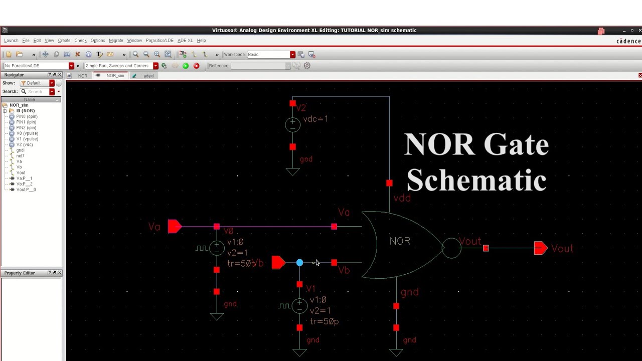 Cadence Virtuoso NOR Gate Schematic Design  Part 1