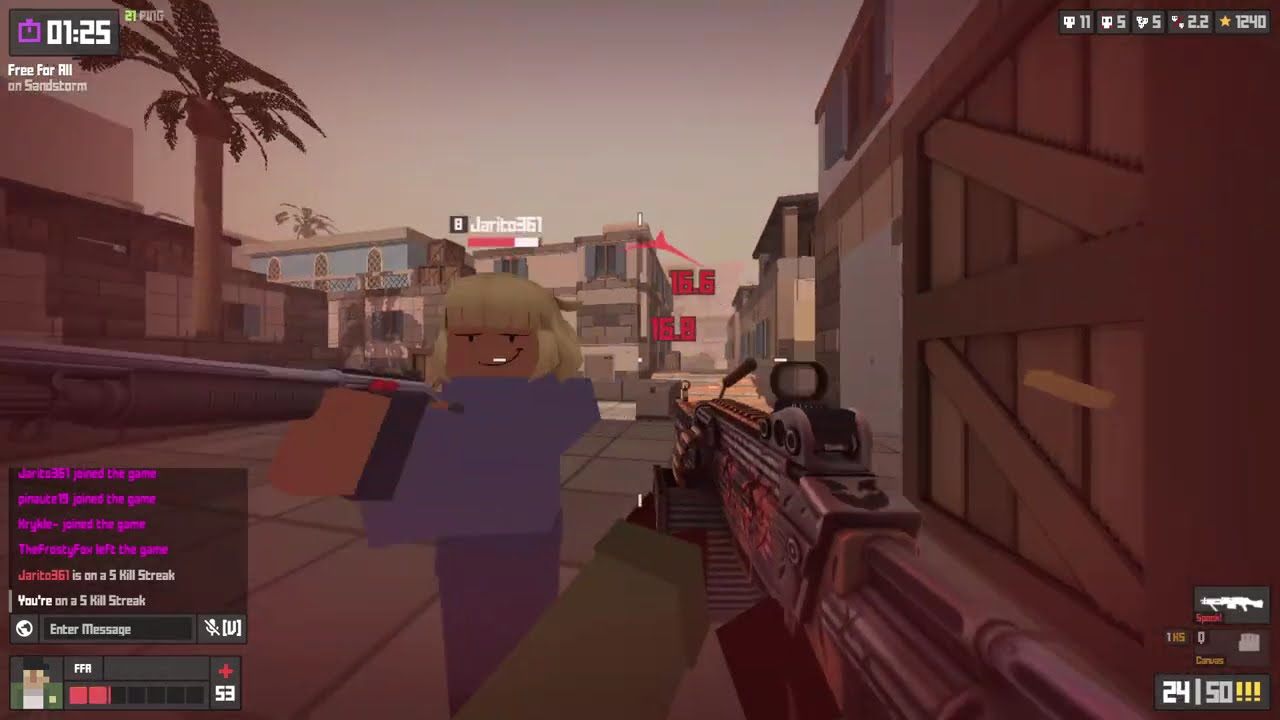 Krunker.io 20-11 LMG Sandstorm FFA Gameplay