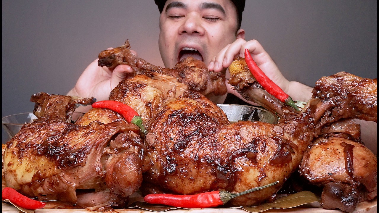 BRAISED CHICKEN ADOBO IN COCONUT MILK MUKBANG ASMR
