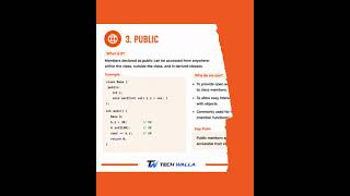 C++ Topic :- Usage Of Private, Protected & Public #coding #programming #shorts