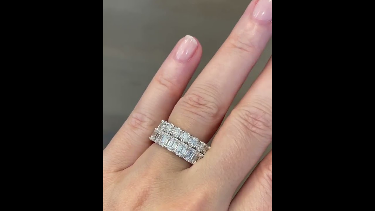 Emerald Cut Diamond Eternity Band and Round Diamond Eternity Band