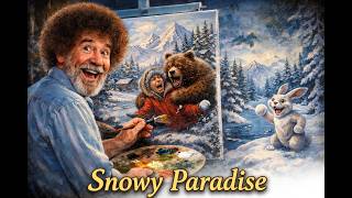 Bob Ross ASMR To Sleep | The Joy Of Painting  |Snowy Paradise  | Black Screen