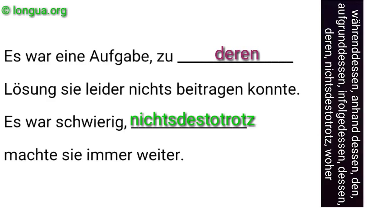 Relativpronomen, der, die, das, dem, den, dessen, deren, Nominativ, Akkusativ, Dativ, Genitiv, whose