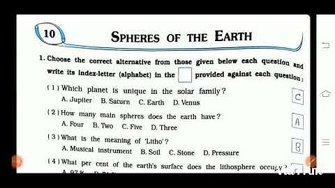 Class 6th S.S Chapter 10 WorkBook Exercise  10.Spheres of the Earth