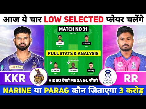 KKR vs RR Dream11 Prediction | KKR vs RR IPL Dream11 Team Prediction | Kolkata vs Rajasthan Dream11