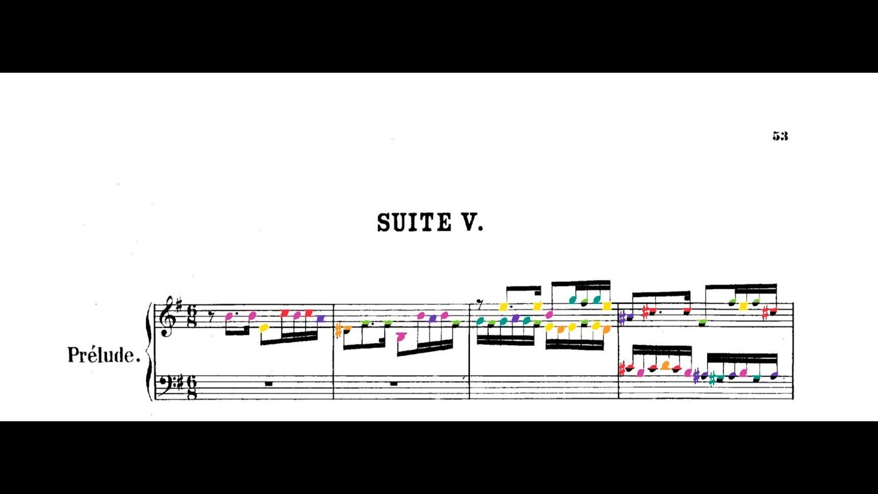 Bach - English Suite No. 5 BWV 810 in color (Schiff)