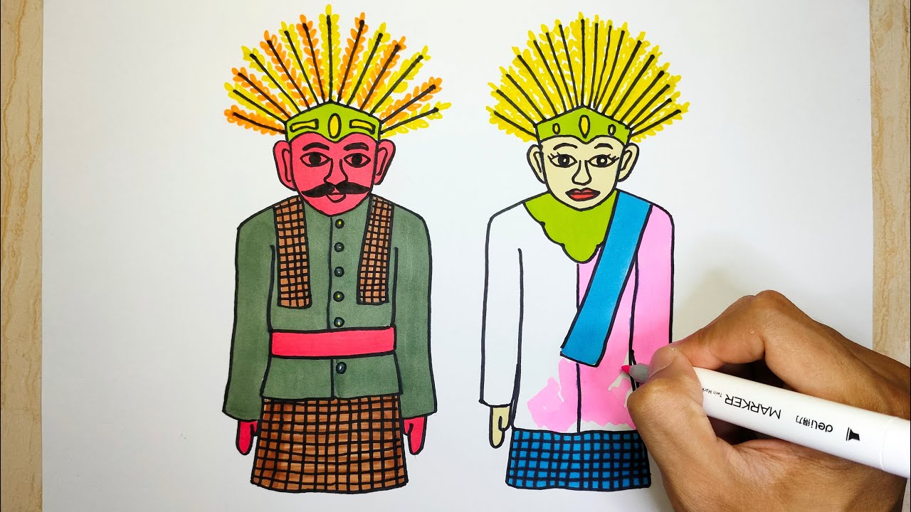 Cara menggambar ondel-ondel yang mudah