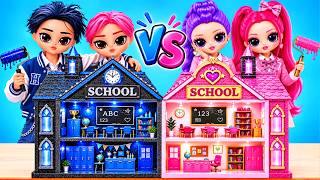 Pink Girls vs Black Boys in Classroom Makeover Challenge! 👑 Easy Crafts Ideas 💅 Dollhouse Mini World